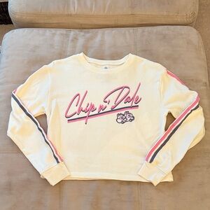 Disney World Parks Cropped Chip and Dale Cream Sweatshirt Size Small